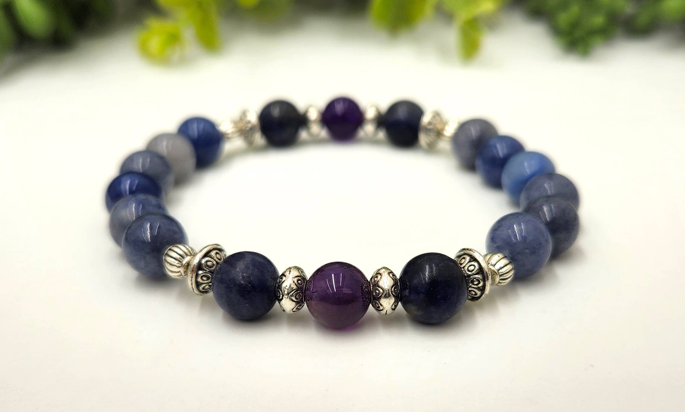 Bracelet de Soulagement de l'Anxiété - Aventurine, Sodalite, Améthyste