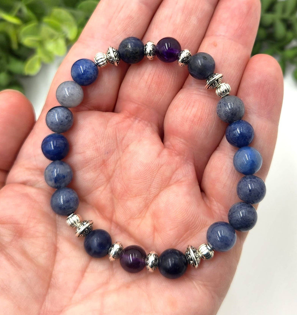 Bracelet de Soulagement de l'Anxiété - Aventurine, Sodalite, Améthyste
