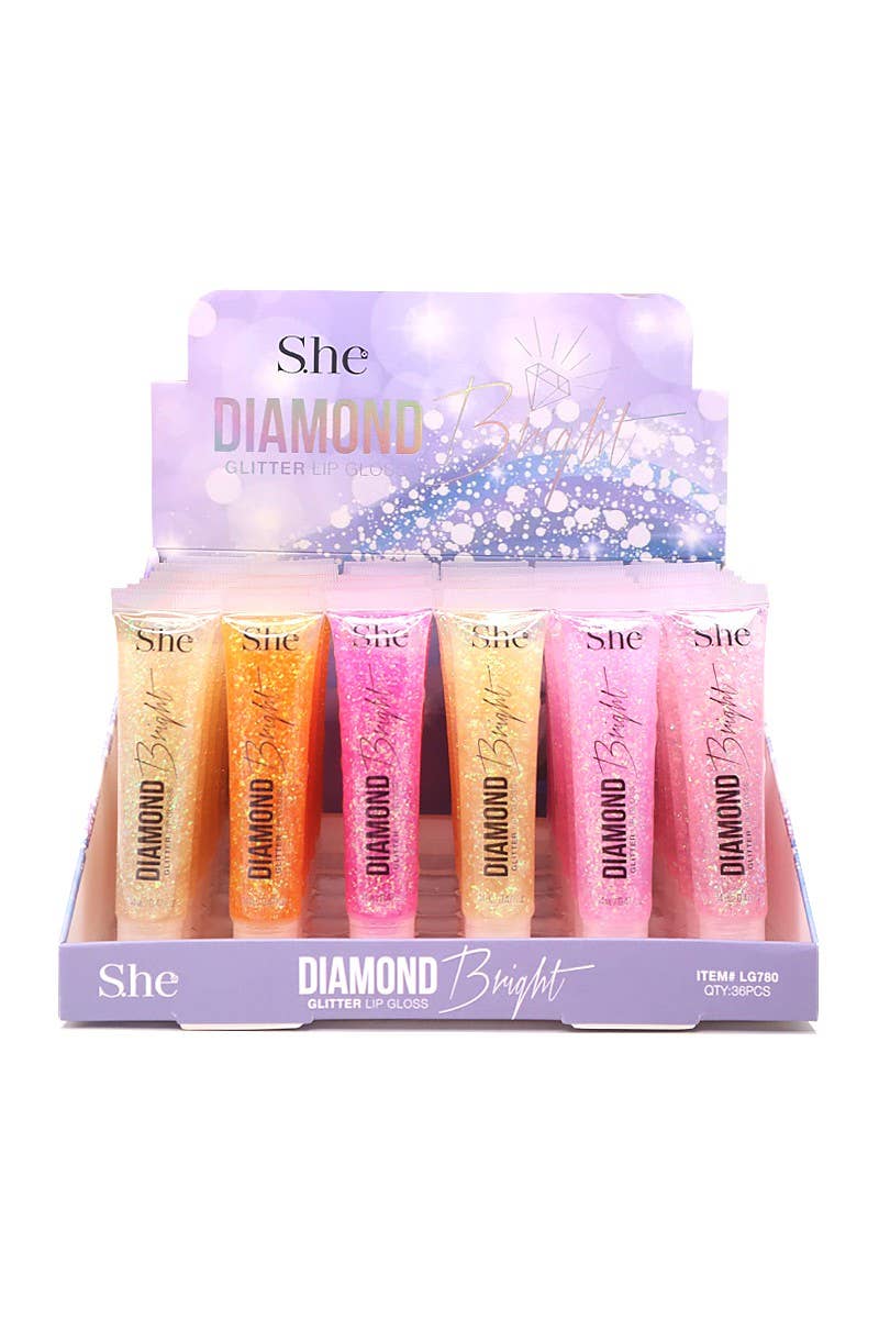Gloss à lèvres à paillettes Makeup She LG780 Diamond Bright