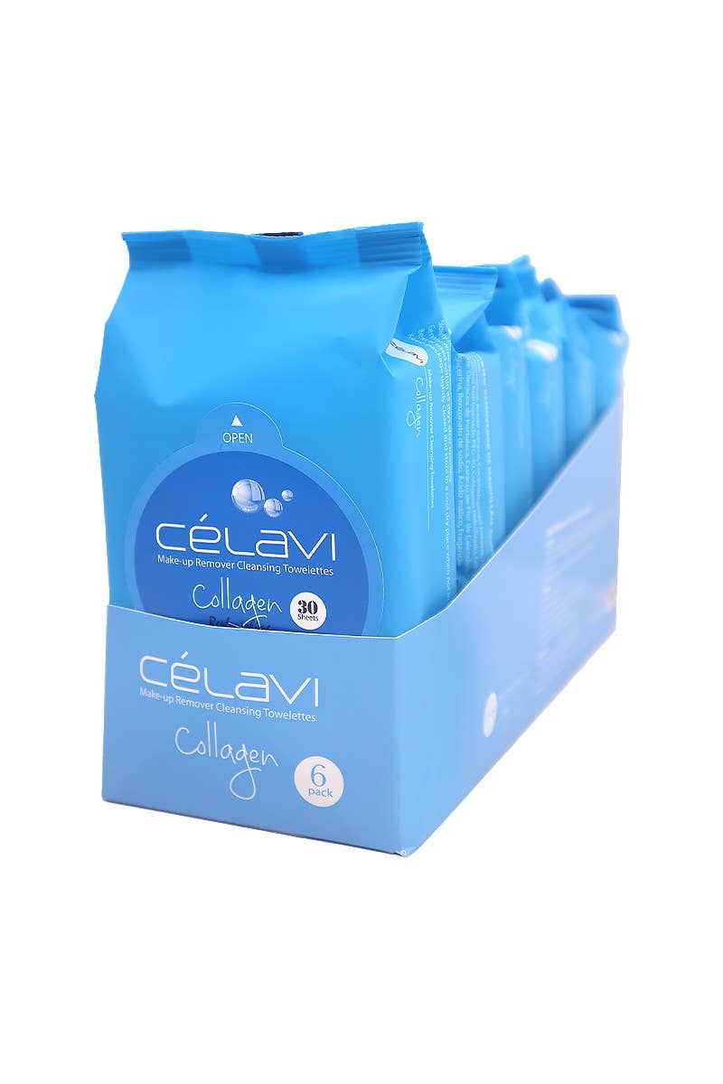 Lot de 6 lingettes nettoyantes au collagène Celavi MT002