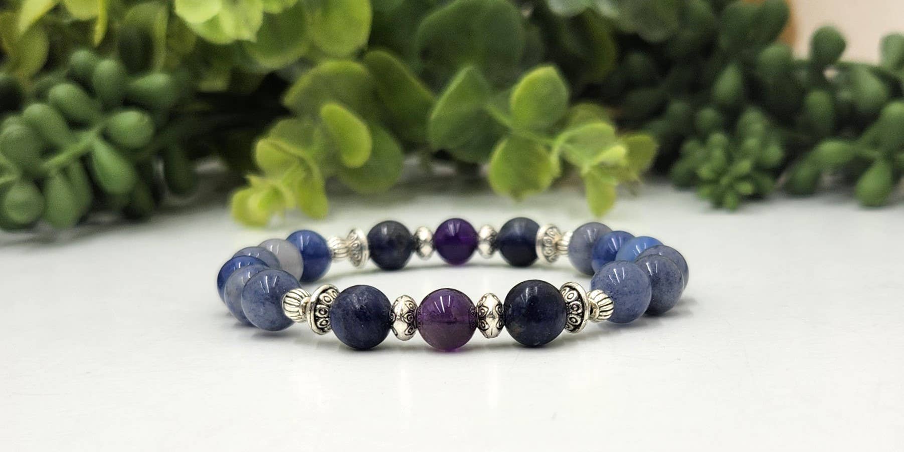 Bracelet de Soulagement de l'Anxiété - Aventurine, Sodalite, Améthyste