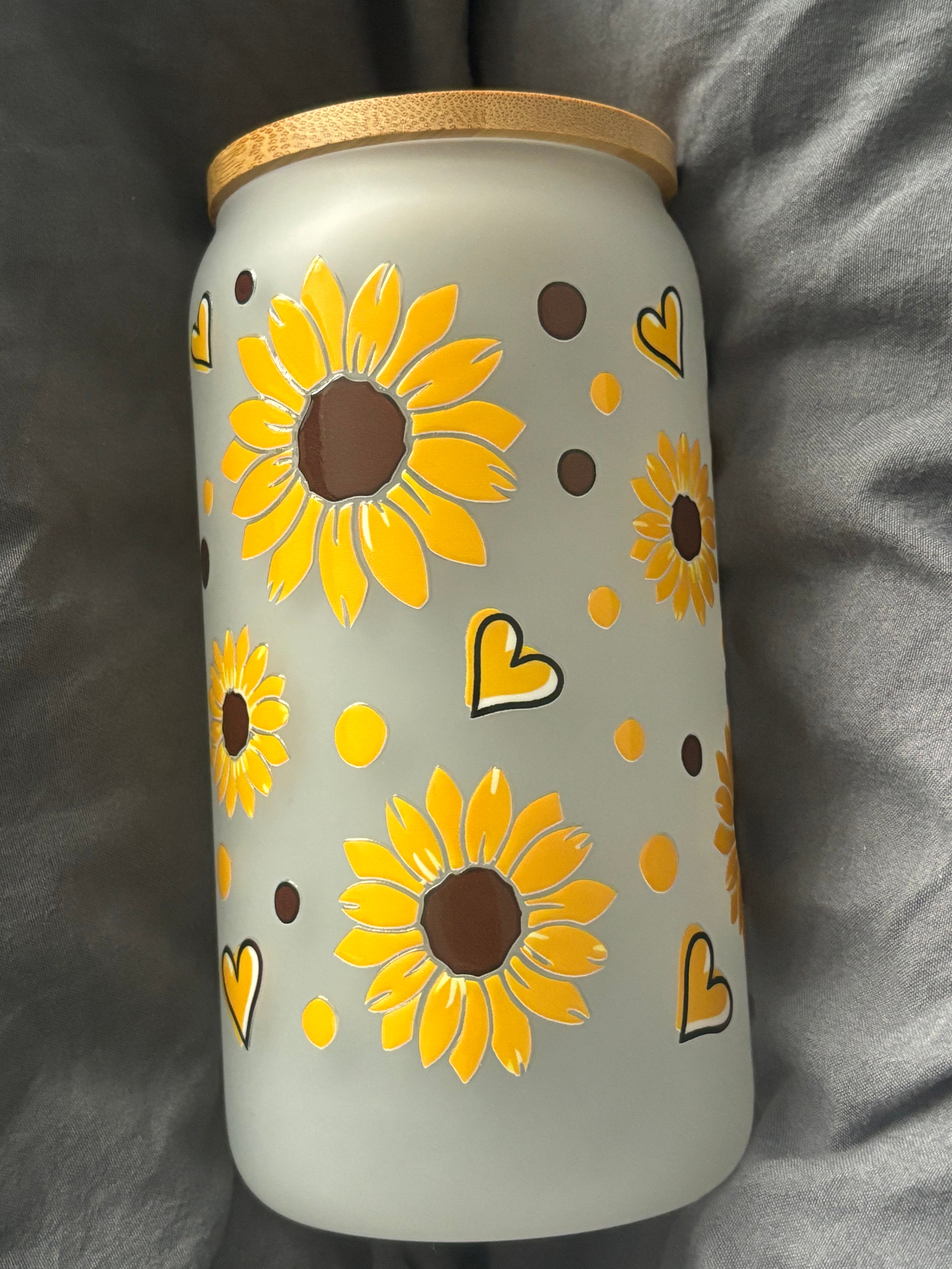 Glass cup 16 oz Flowers