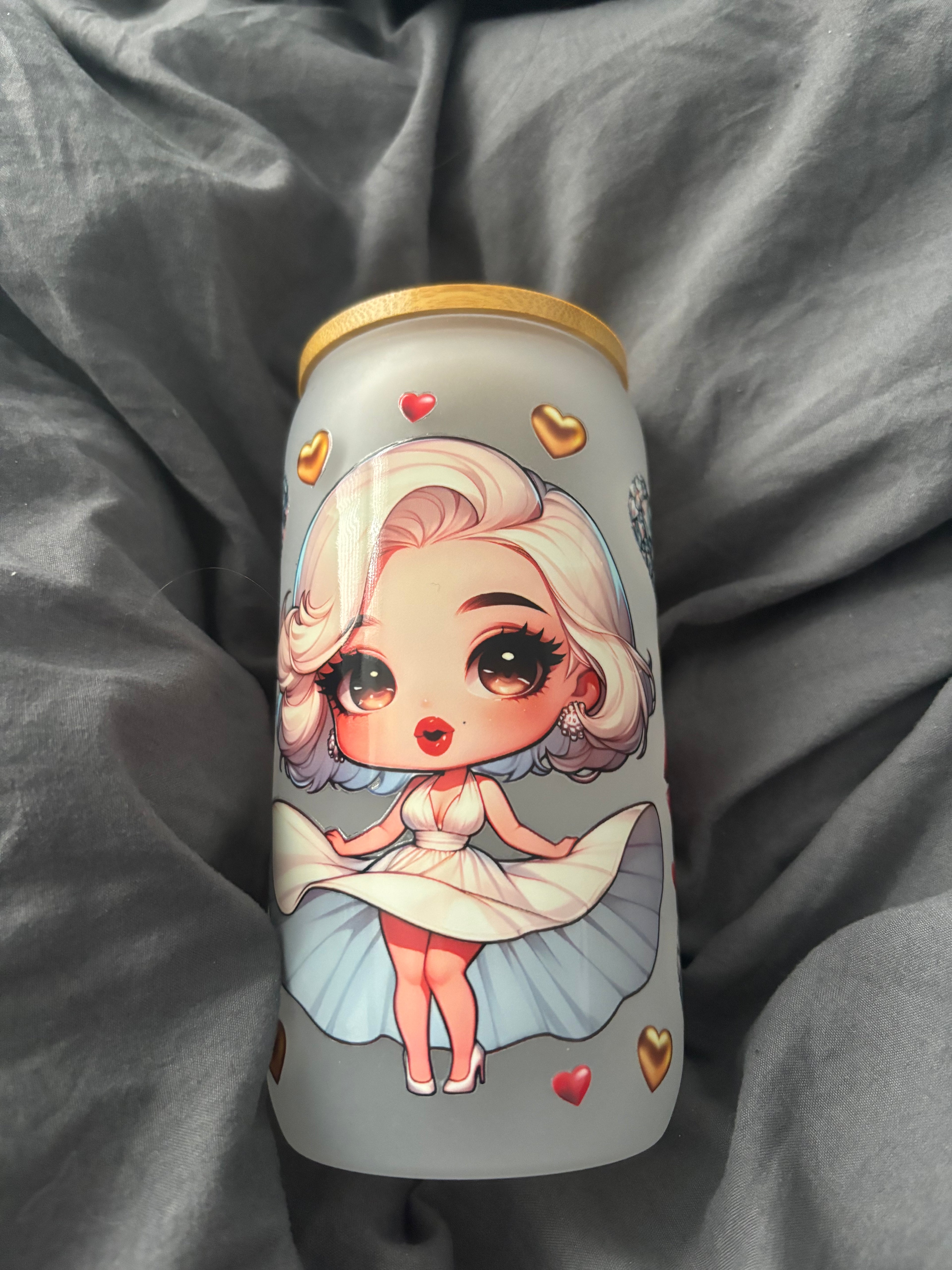 Glass cup 16 oz Marilyn Monroe