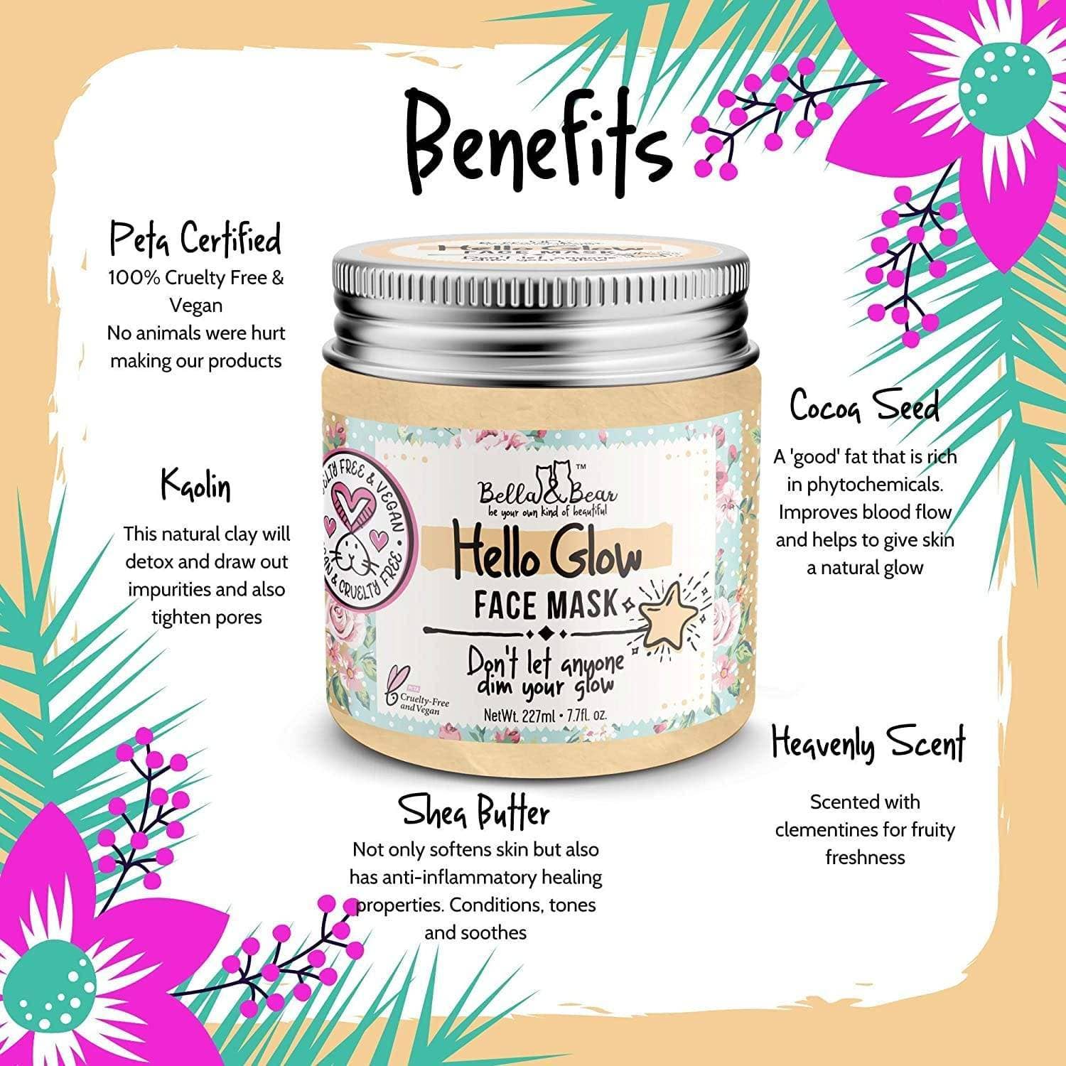 Masque facial Hello Glow pour éclaircir et lisser-Bella&Bear