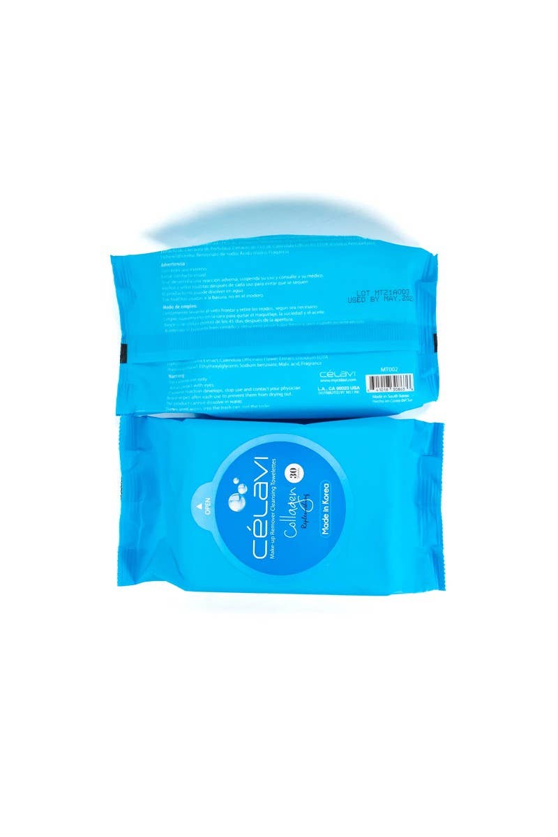 Lot de 6 lingettes nettoyantes au collagène Celavi MT002